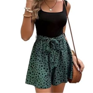 Leopard-print Romper | Black/Green | Large (8/10)